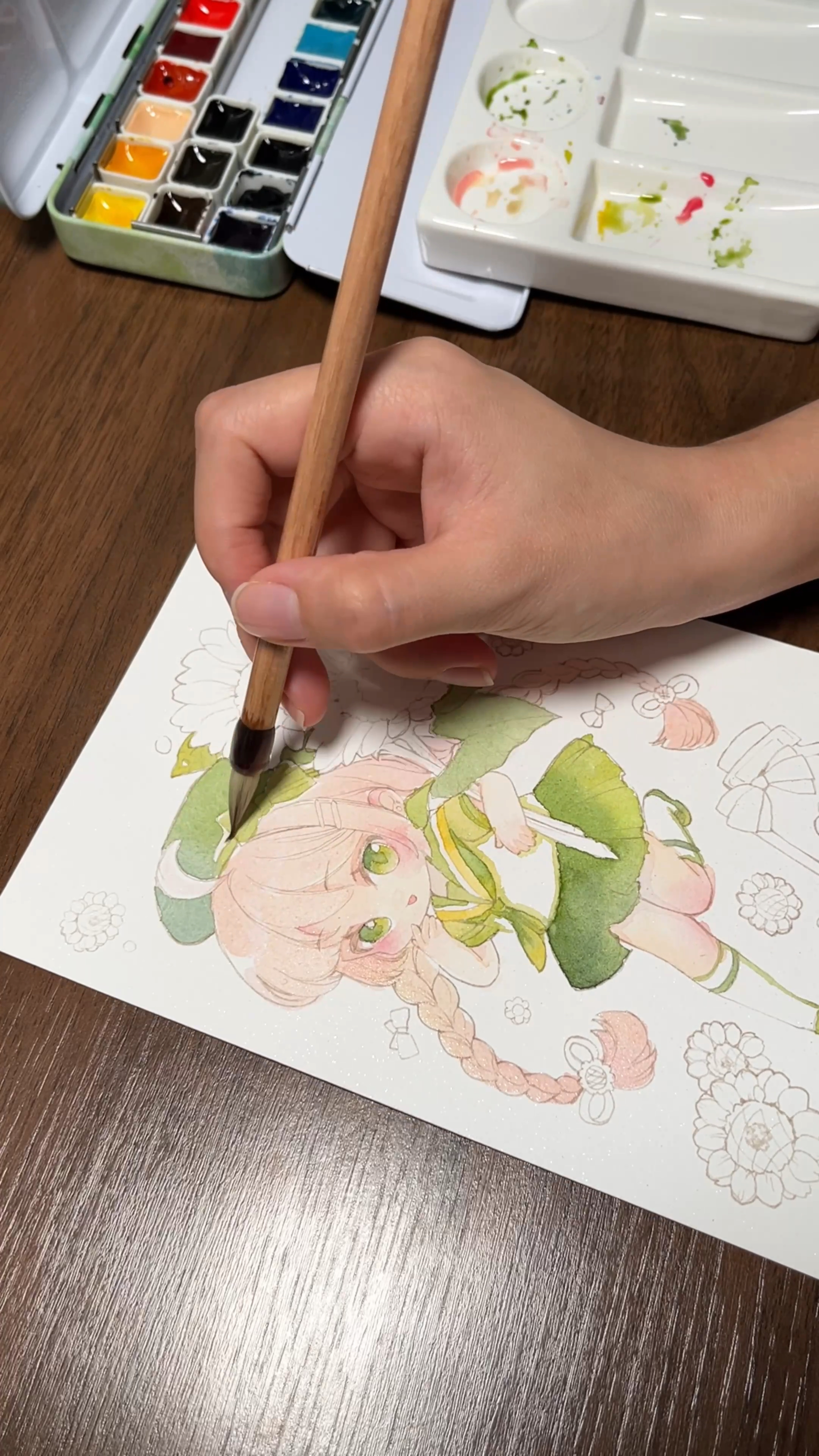 秋日在逃小白菜|水彩上色记录