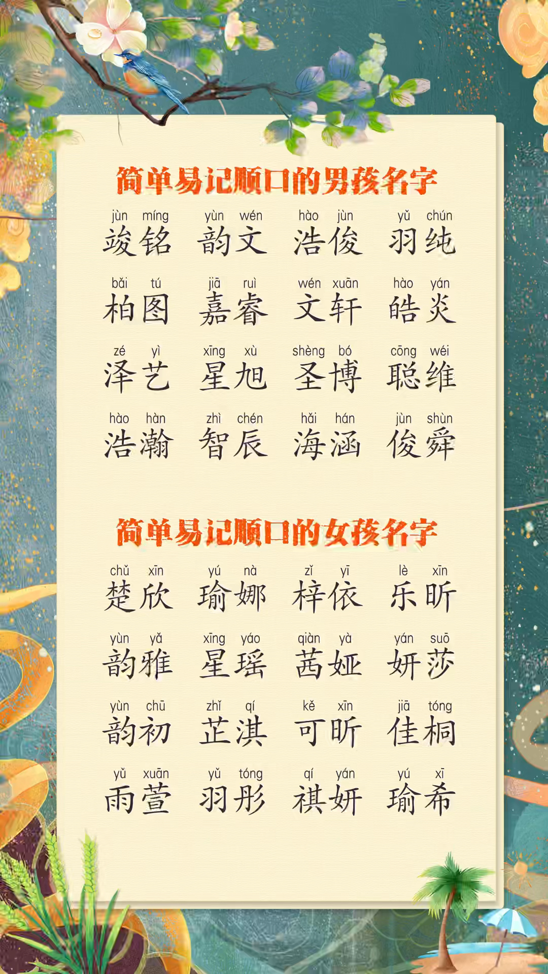 简单好听顺口的男孩名字大全