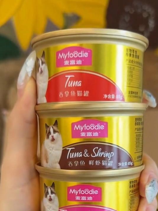 开罐即食的吞拿鱼大罐头,不用再给猫咪煮肉吃了,鲜嫩多汁又美味
