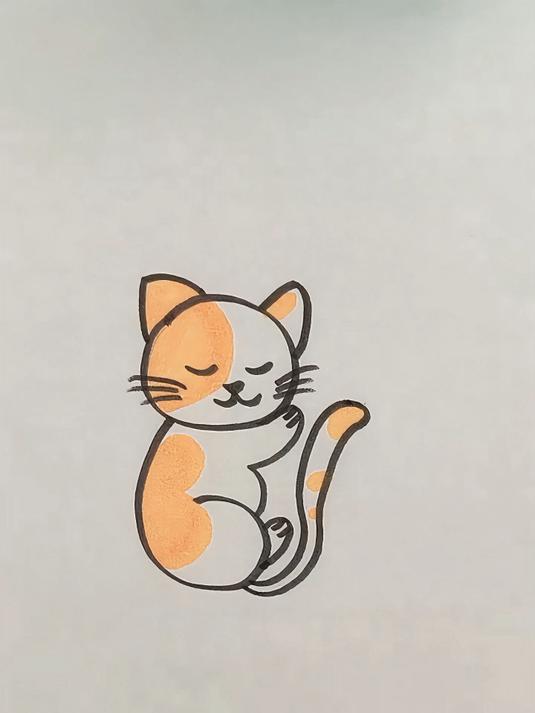 简笔画小猫睡觉 简单又好看