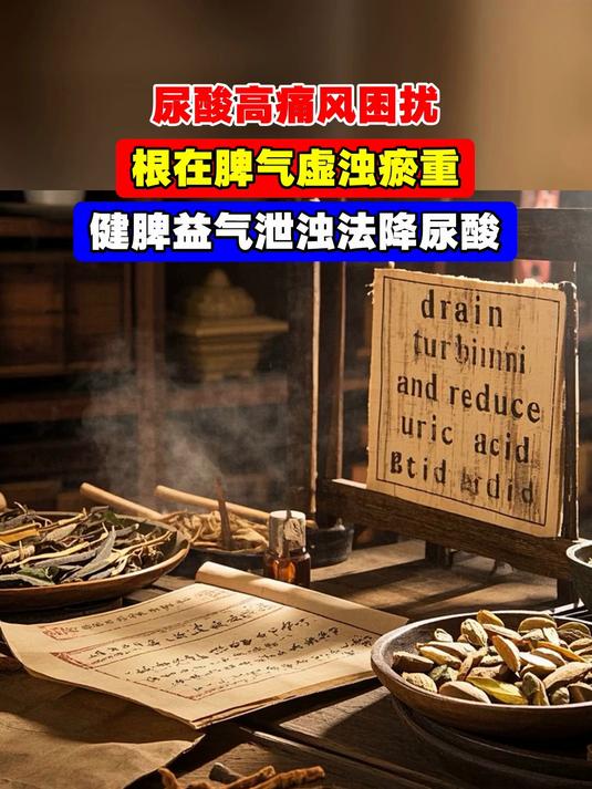 尿酸高痛风困扰,根在脾气虚浊瘀重,健脾益气泄浊法降尿酸