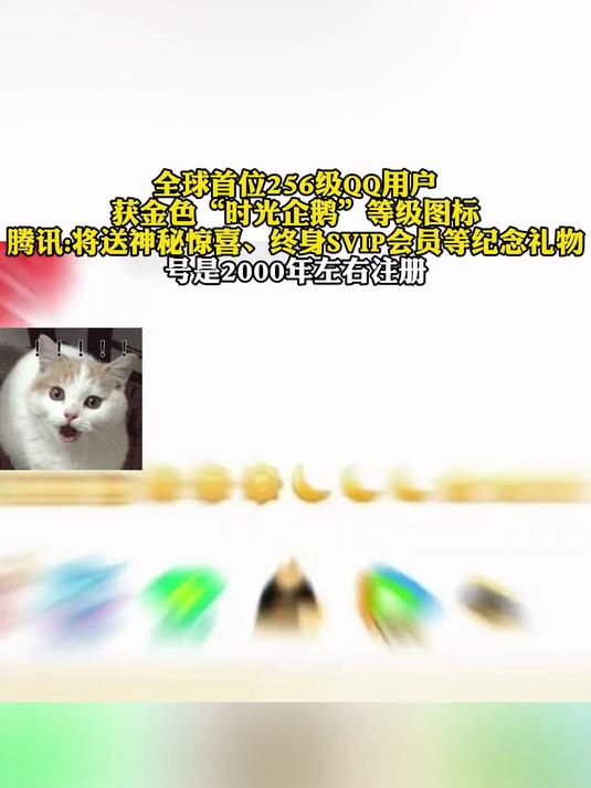 全球首位256级QQ用户获金色“时光企鹅”等级图标