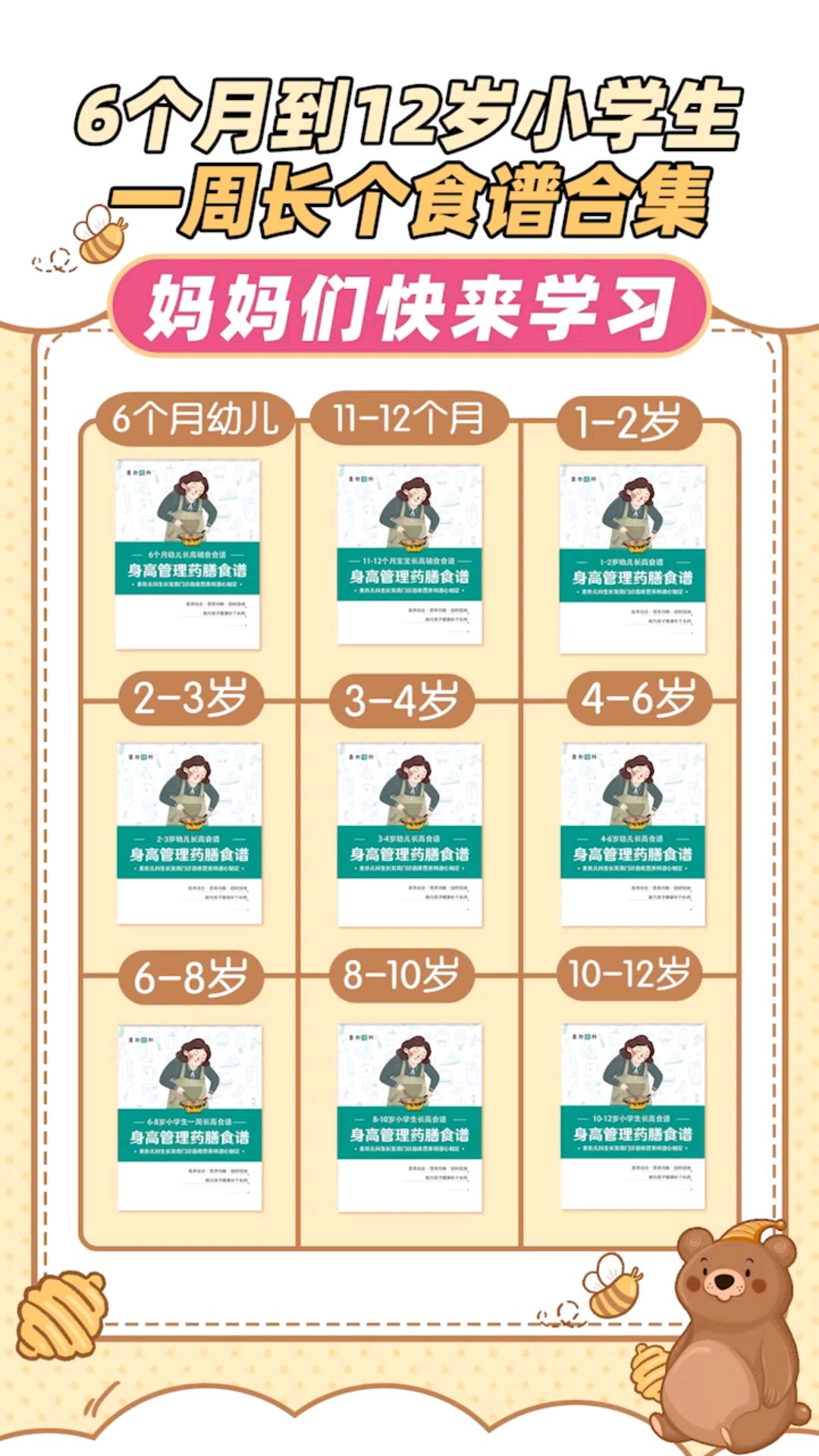 6个月到12岁孩子,一周长个食谱合集,国家一级营养师整理,妈妈们可以来领取!