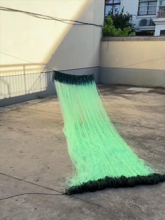 三层粘网捕鱼神器！加重绳包坠沉底快，绿丝挂网，鲫鲤草通杀～