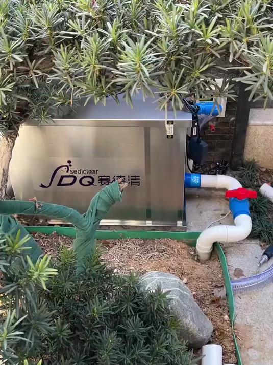 庭院小鱼池，安装赛德清鱼池过滤器，效果不错