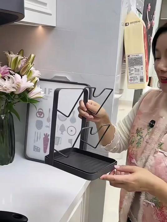 新款厨房双层锅盖架支架免安装置物架家用双层收纳菜板架砧板架