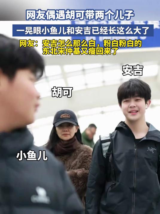 网友偶遇胡可带安吉和小鱼儿,安吉又瘦回东北宋仲基了