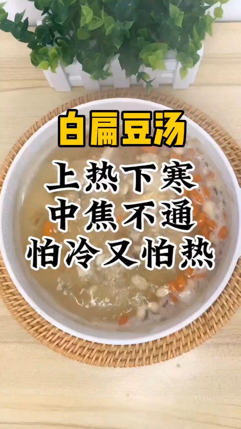 如果你上热下寒,煮【白扁豆汤】