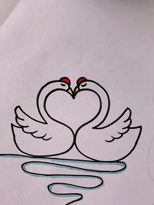 用字母S画大白鹅 简单又好看