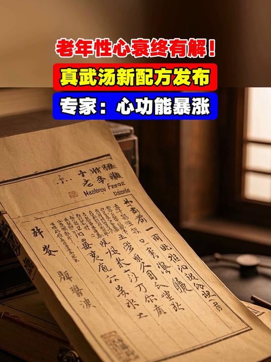 老年性心衰终有解!真武汤新配方发布,专家:心功能暴涨