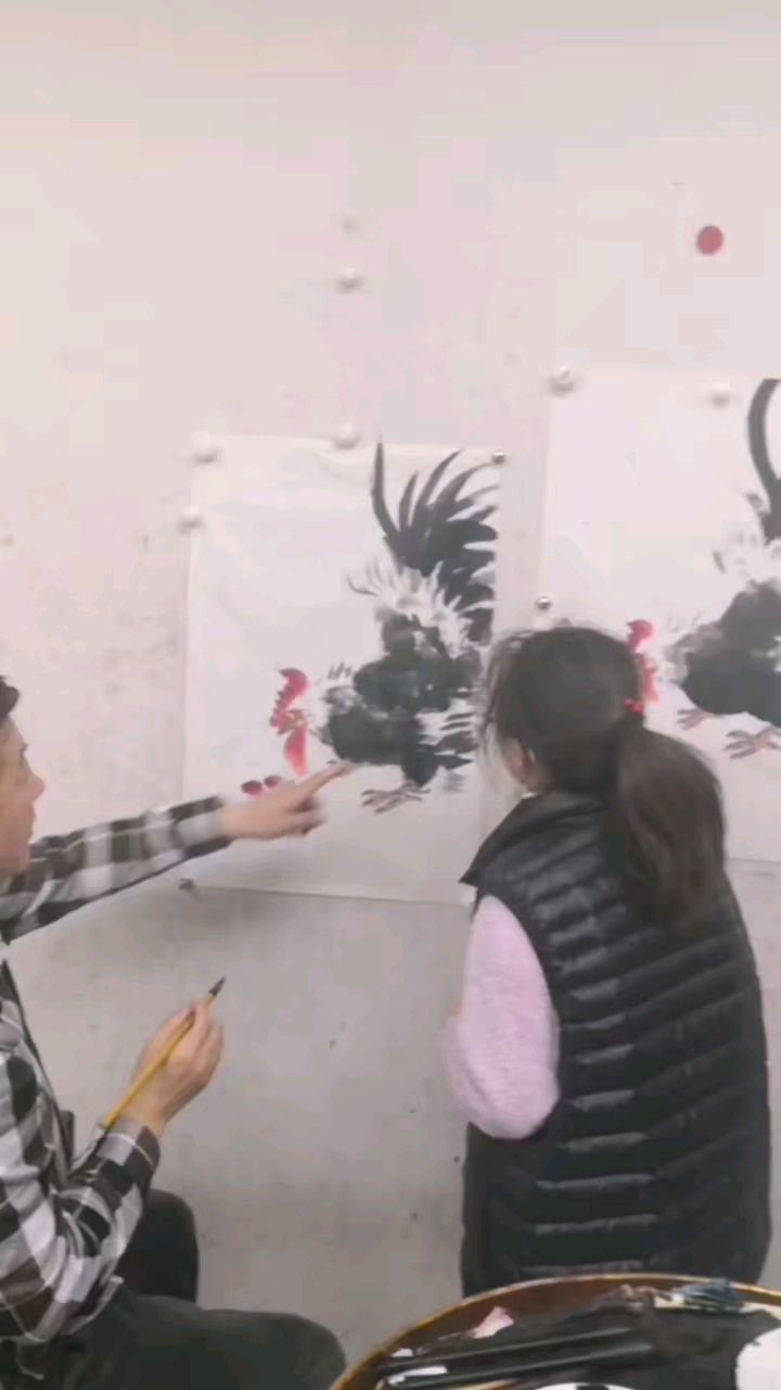 画家李毅画公鸡