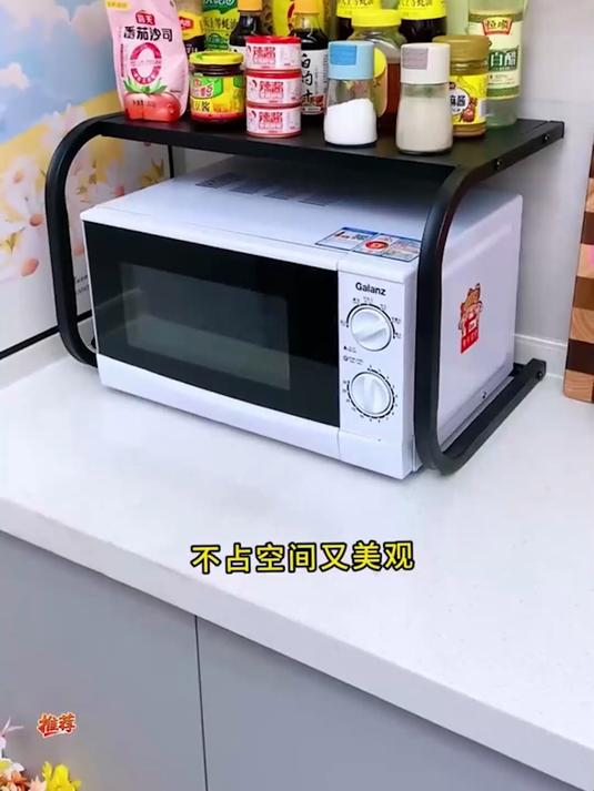 简约风双层微波炉架子，结实耐用不摇晃，充分扩容厨房收纳空间！#厨房收纳架##微波炉置物架#