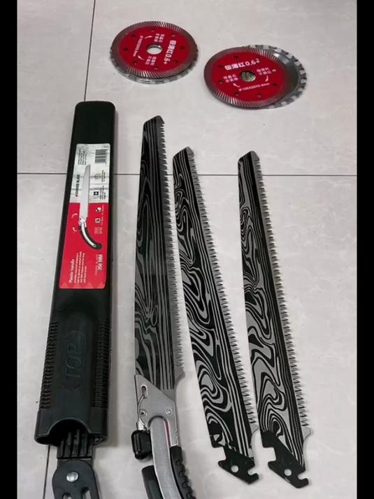 到手 3 片锯片!大马士革特快锯,伐木修枝超顺手