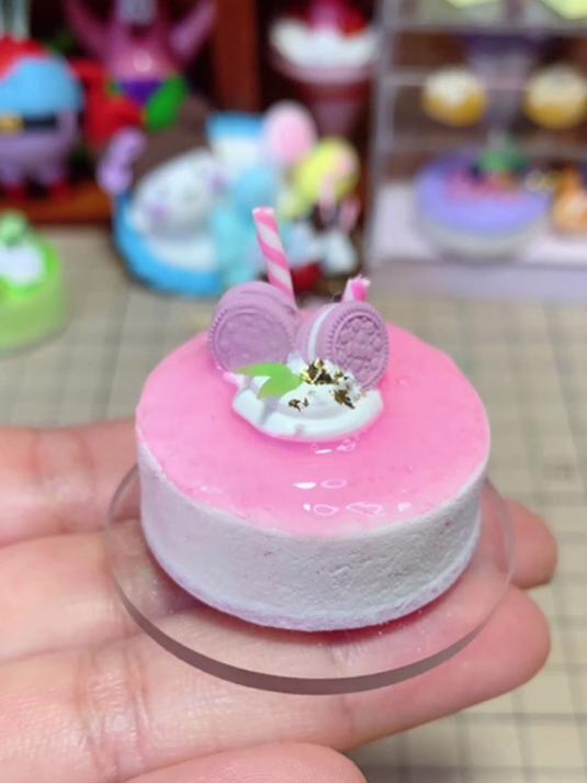 超轻粘土教程丨迷你草莓水晶蛋糕