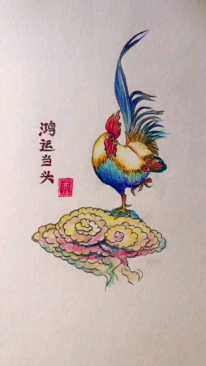 彩铅简笔画:教大家画一只大公鸡