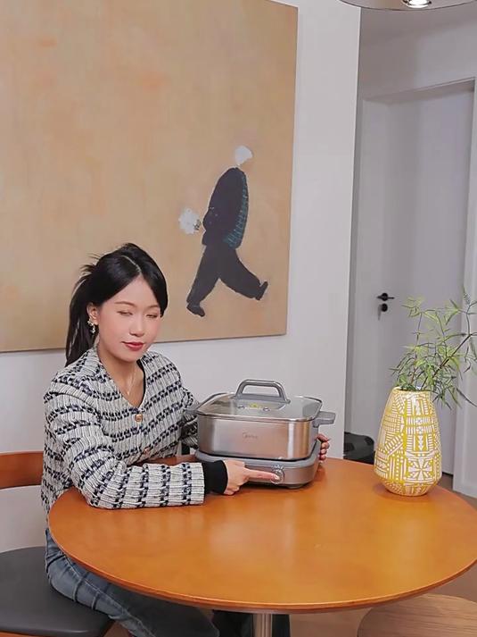 美的电热火锅零涂层不锈钢电炒锅家用多功能2025新款电煮锅分