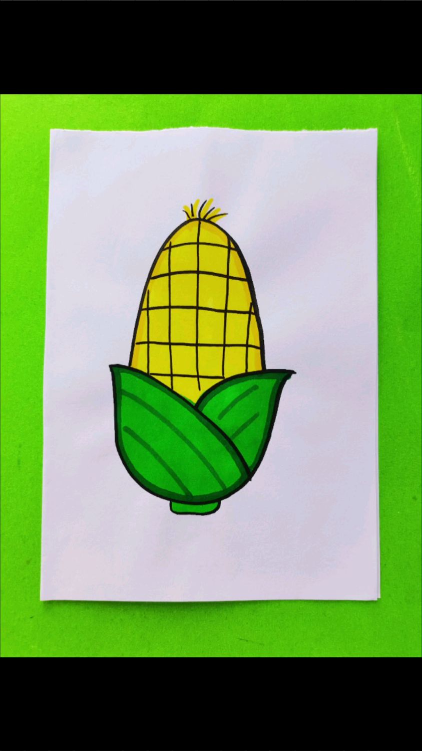 一起来画超简单的玉米简笔画 ,儿童简笔画 ,玉米 ,蔬菜简笔画