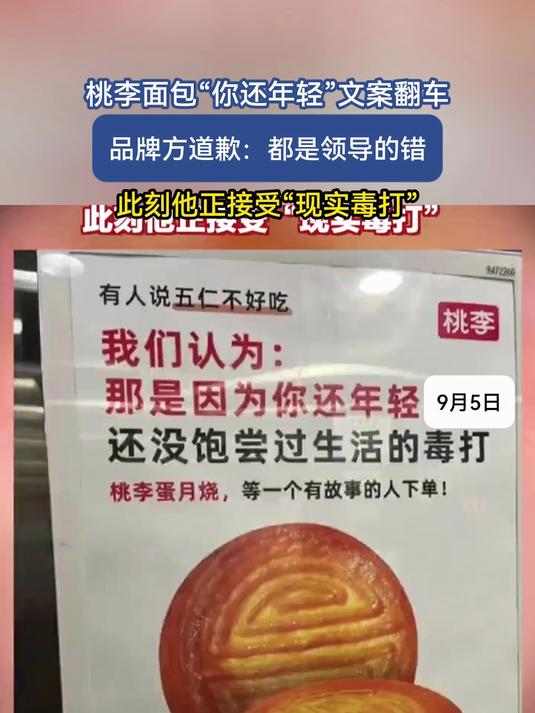 桃李面包“你还年轻”文案翻车,品牌方道歉:都是领导的错