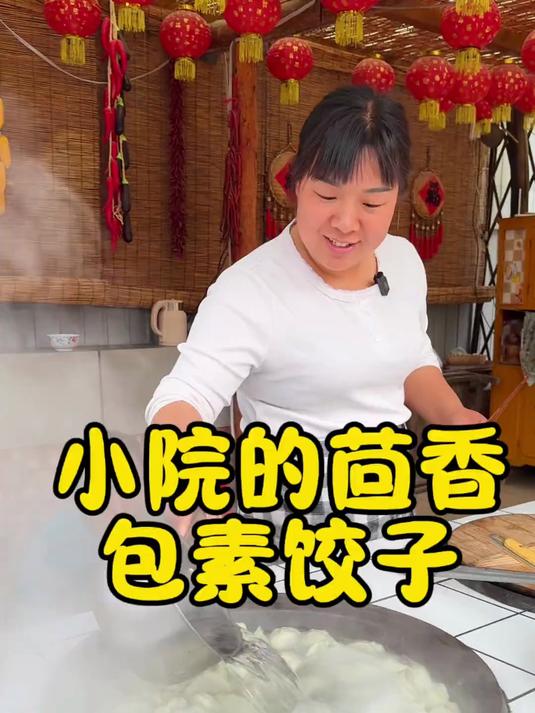 小院的茴香包素饺子 割了院里的茴香，包了素馅饺子，真香呀