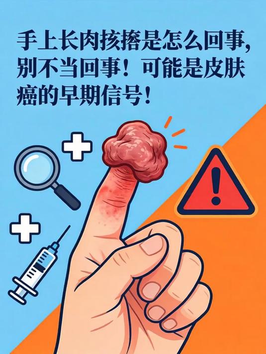 手上长肉疙瘩是怎么回事,别不当回事!可能是皮肤癌的早期信号!