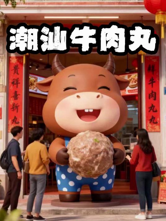 萌牛抱丸，潮汕牛肉丸店的 “团宠招牌”