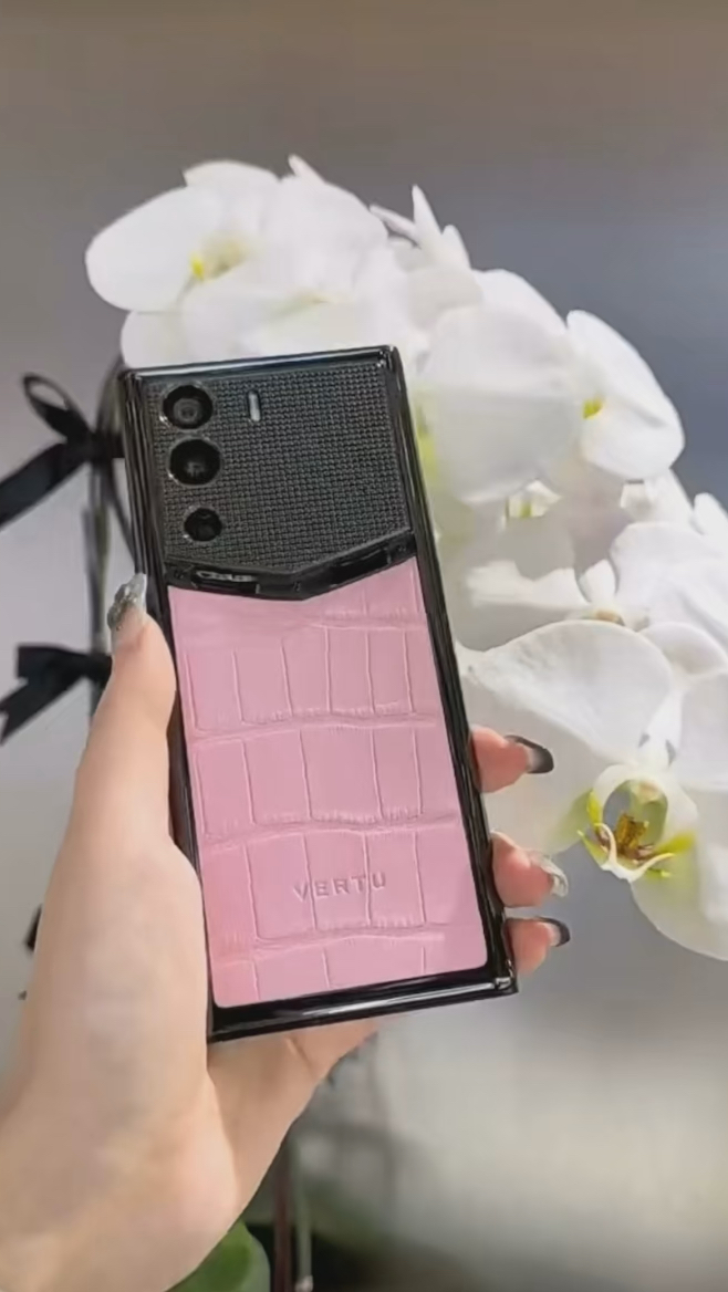 VERTU威图手机专卖店新品5G双卡智能机METAVERTU系列巴黎钉粉色鳄鱼皮