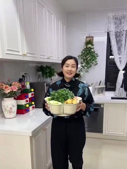 火锅拼盘沥水篮!分格设计超实用,沥水干净涮菜更爽～