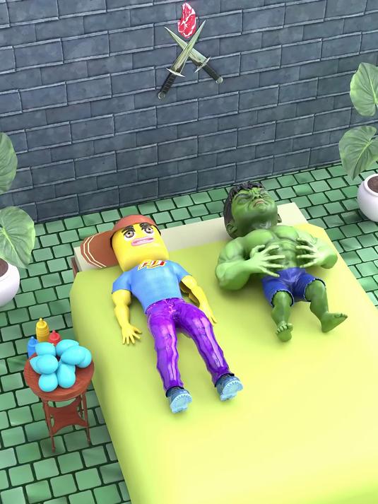 小黄人睡觉给绿巨人喂奶