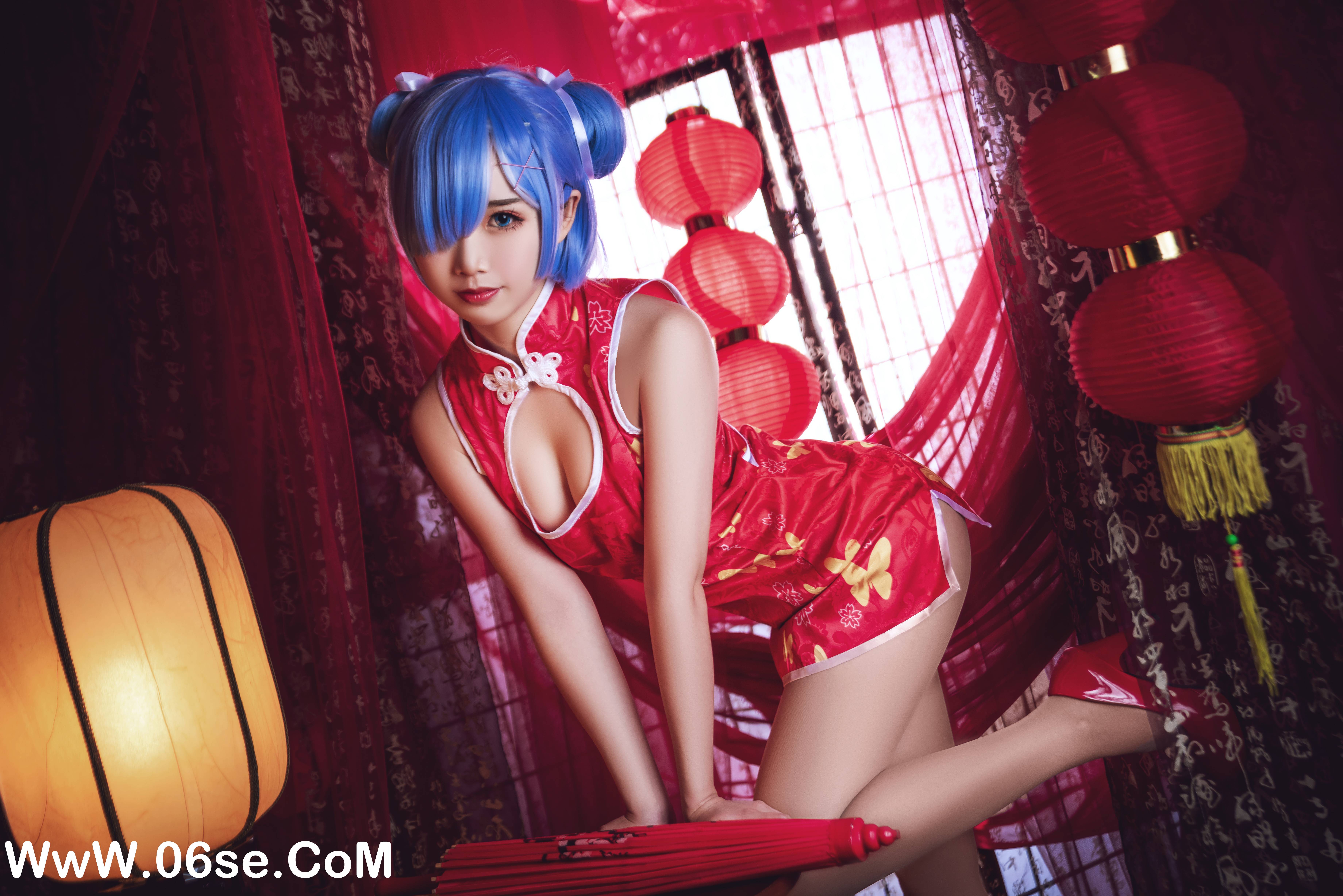 图片[23]-Coser面饼仙儿 NO.023 – 雷姆旗袍[23P379M]-六色网