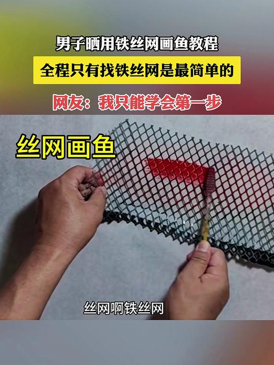 男子晒用铁丝网画鱼教程,全程只有找铁丝网是最简单的