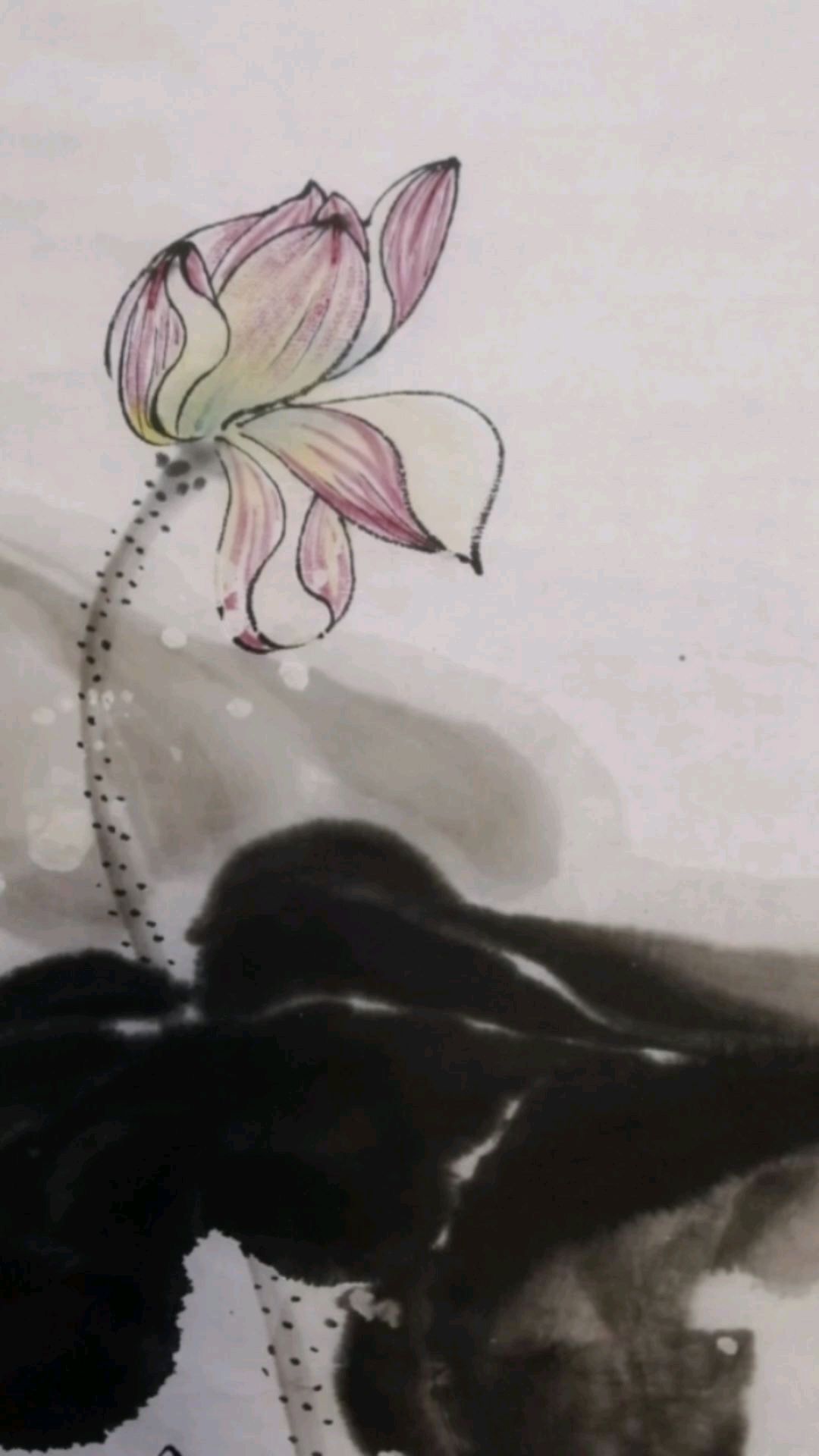 水墨大写意画荷叶