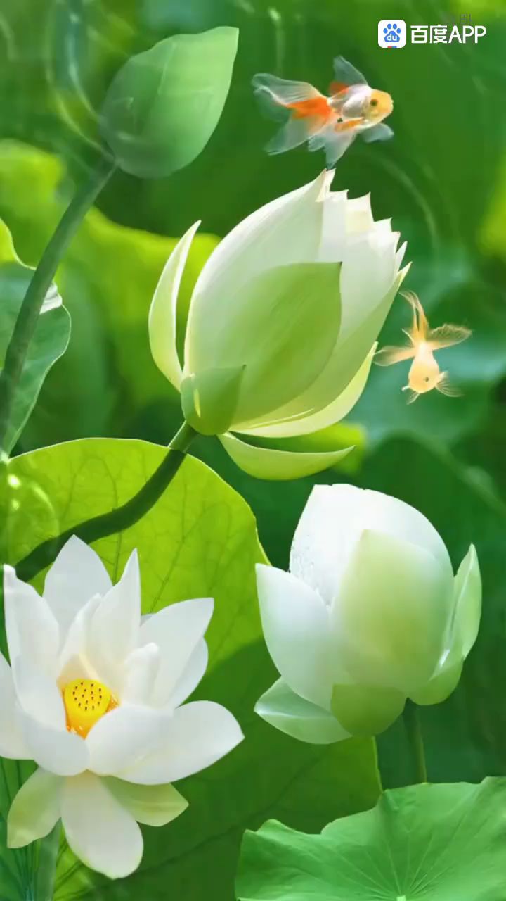 金鱼嬉戏玉荷花