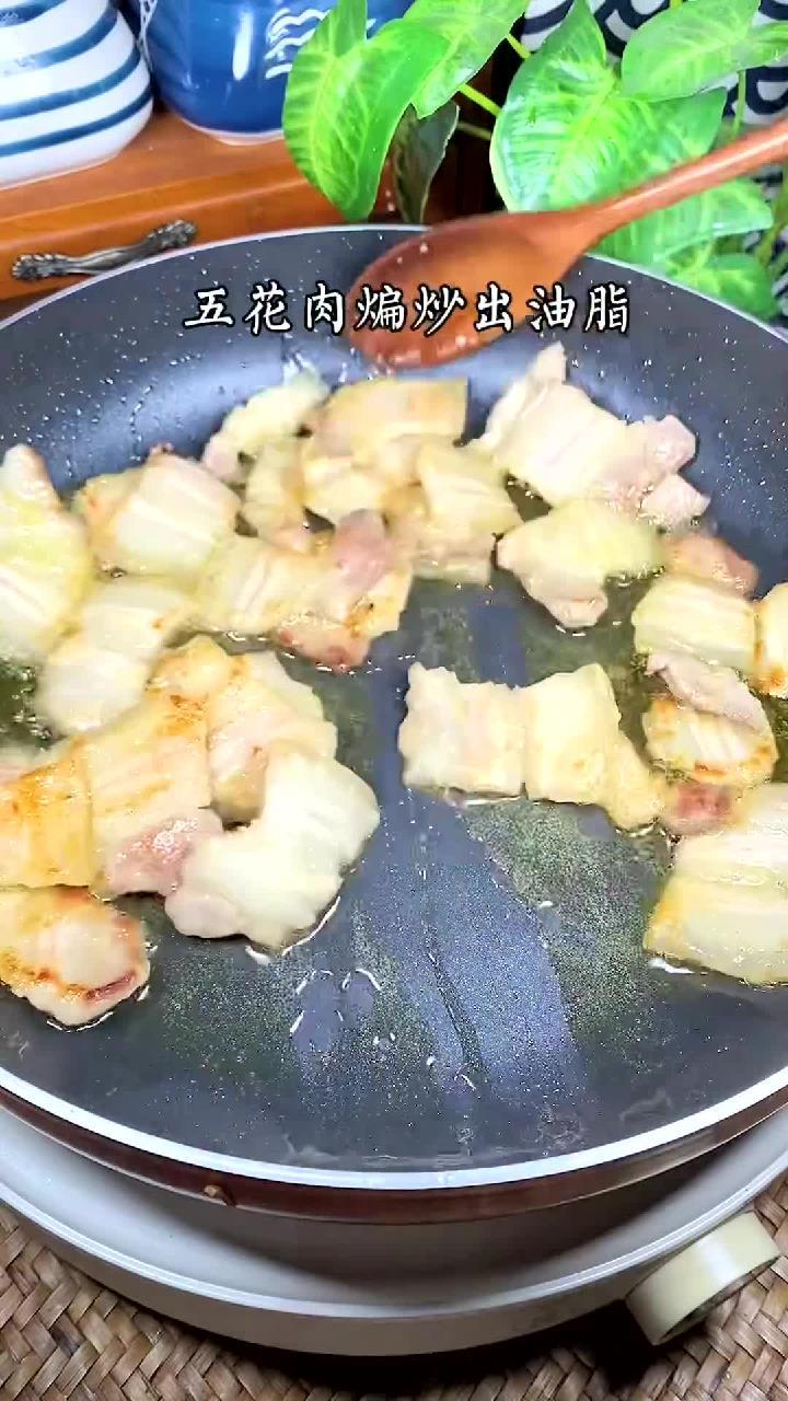 美食创作人 最简单的家常菜,五花肉包菜炖粉条