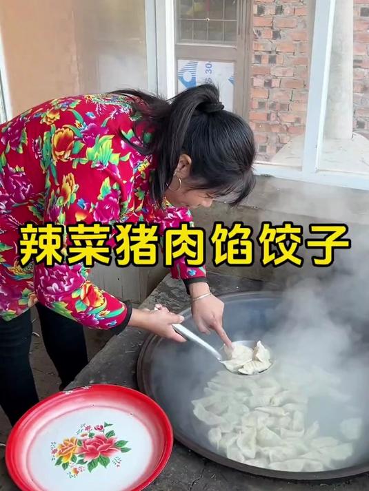 我妈用新腌的辣菜咸菜 包的辣菜猪肉馅饺子 太香了
