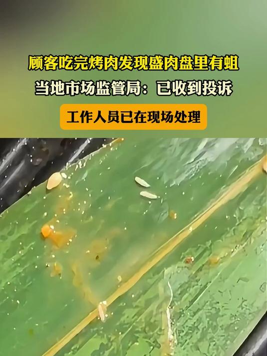顾客吃完烤肉发现盛肉盘里有蛆,当地市场监管局:已收到投诉