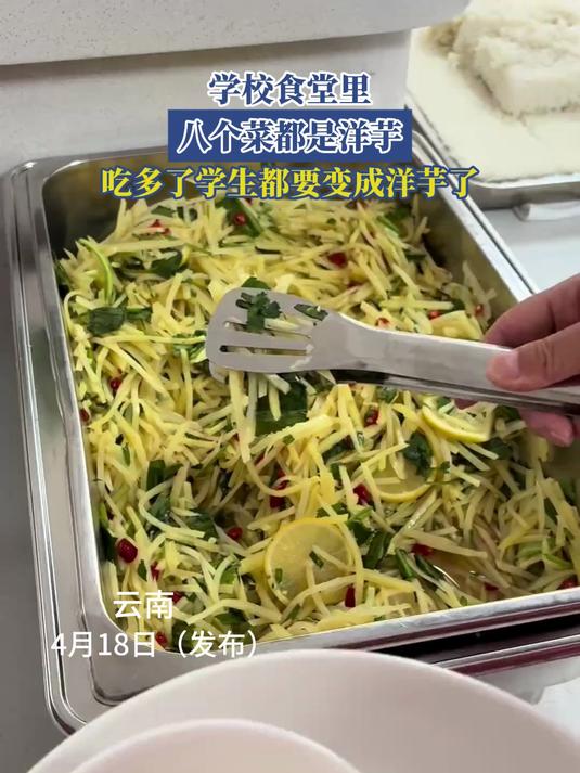 学校食堂里,八个菜都是洋芋,吃多了学生都要变成洋芋了