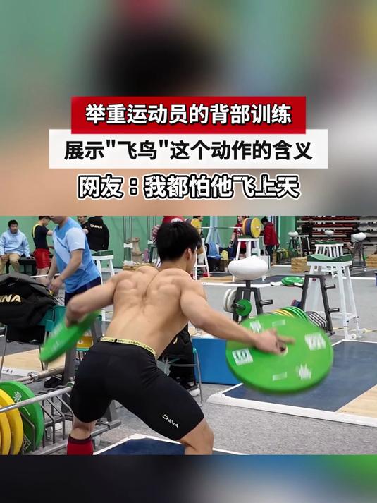 举重运动员的背部训练,展示飞鸟这个动作的含义