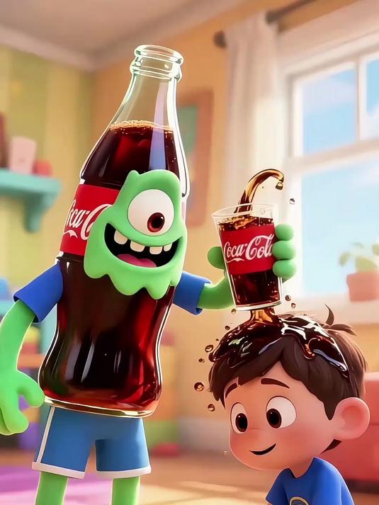 爱偷喝可乐的小男孩#卡通动漫
