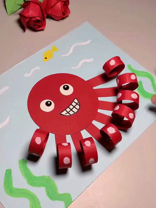 简单可爱的八爪鱼剪贴画,一看就会