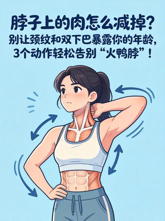 脖子上的肉怎么减掉？别让颈纹和双下巴暴露你的年龄，3个动作轻松告别“火鸡脖”！(1)