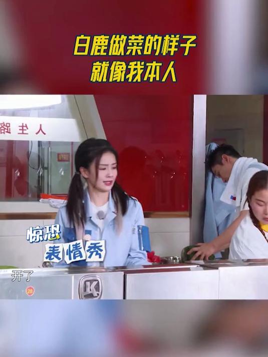 白鹿下厨惊恐表情包，做菜的样子，就像我本人