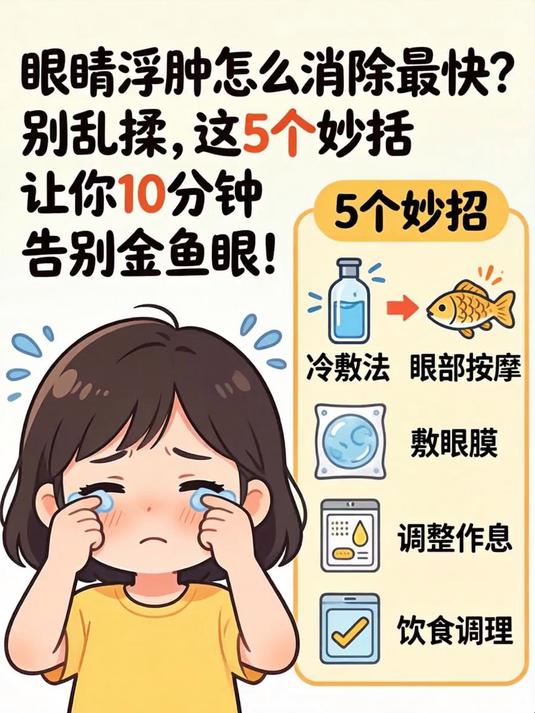 眼睛浮肿怎么消除最快?别乱揉,这5个妙招让你10分钟告别金鱼眼!