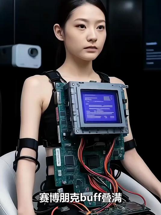 ai仿真美女机器人,顶着芯片干活