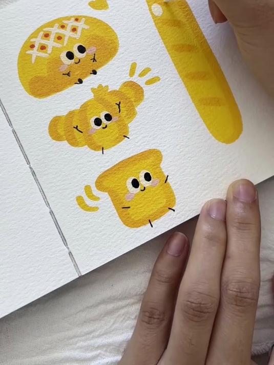 沉浸式画画。面包小人