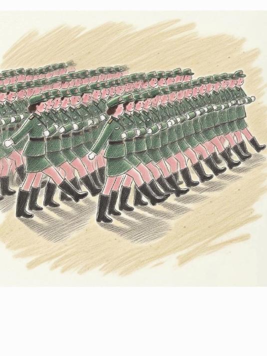 共赴阅兵之约,儿子画中展军容