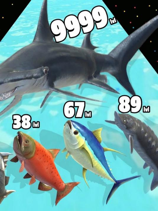 饥饿鱼进化，进化出各种更强的鱼吃掉小鱼