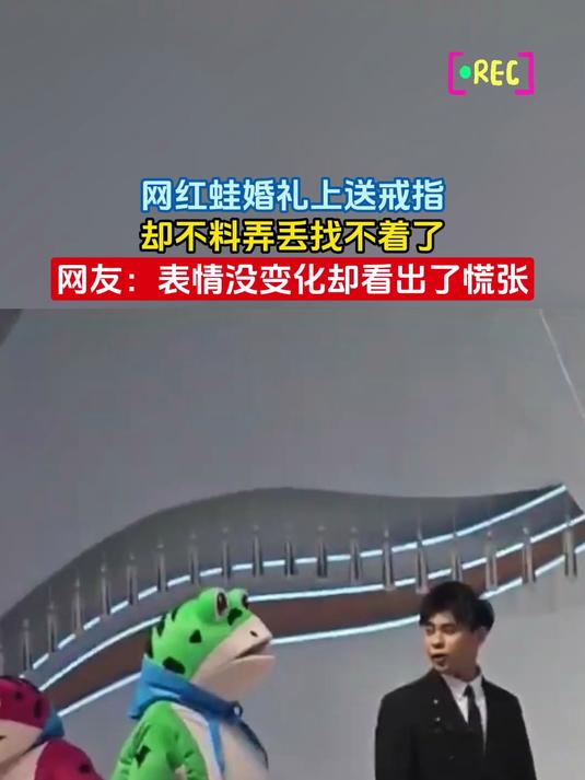 网红蛙婚礼上送戒指,却不料弄丢找不着了