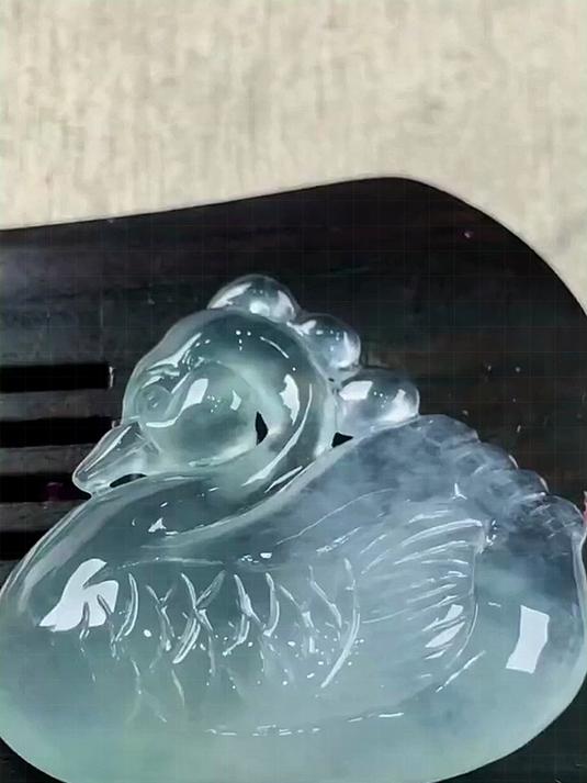 翡翠天鹅,老种起荧,饱满生动可爱