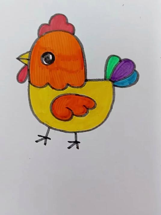 超级简单的大公鸡画法