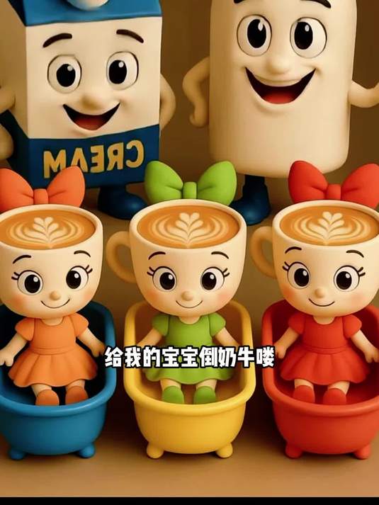 给宝宝倒奶牛 奶茶妹妹 牛奶 AI生成视频